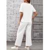 imageSHEWIN Womens 2 Piece Lounge Sets for Women Casual Waffle Knit Short Sleeve Tops and Wide Leg Pants Tracksuit SetWhite