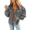imageSHEWIN Jackets for Women Casual Long Sleeve Drawstring Fuzzy Sherpa Hooded Zip Up Jacket Coats With PocketsGray