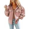 imageSHEWIN Jackets for Women Casual Long Sleeve Drawstring Fuzzy Sherpa Hooded Zip Up Jacket Coats With PocketsPink