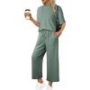 imageSHEWIN Women 2 Piece Outfits Sweat Set Casual Long Sleeve Crewneck Shirts With Pockets Matching Lounge Pants Sets Tracksuit Loungewear Sweatsuit Spring Clothes Black S