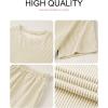 imageSHEWIN Two 2 Piece Sets for Women Short Sleeve Shirts High Waisted Shorts with Pockets Pajamas Lounge Matching SetBeige