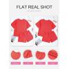 imageSHEWIN Two 2 Piece Sets for Women Short Sleeve Shirts High Waisted Shorts with Pockets Pajamas Lounge Matching SetOrange