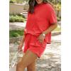 imageSHEWIN Two 2 Piece Sets for Women Short Sleeve Shirts High Waisted Shorts with Pockets Pajamas Lounge Matching SetOrange