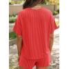 imageSHEWIN Two 2 Piece Sets for Women Short Sleeve Shirts High Waisted Shorts with Pockets Pajamas Lounge Matching SetOrange