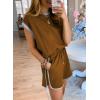 imageSHEWIN Womens 2 Piece Lounge Sets Casual Cap Sleeve Pullover Tops and Drawstring Shorts Tracksuit SetsBrown