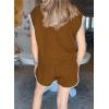 imageSHEWIN Womens 2 Piece Lounge Sets Casual Cap Sleeve Pullover Tops and Drawstring Shorts Tracksuit SetsBrown