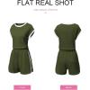 imageSHEWIN Womens 2 Piece Lounge Sets Casual Cap Sleeve Pullover Tops and Drawstring Shorts Tracksuit SetsDark Green