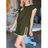 imageSHEWIN Womens 2 Piece Lounge Sets Casual Cap Sleeve Pullover Tops and Drawstring Shorts Tracksuit SetsDark Green