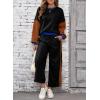 imageSHEWIN Womens 2 Piece Lounge Sets For Women Casual Long Sleeve Tops and Wide Leg Pants Matching SetBlack