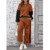 imageSHEWIN Womens 2 Piece Lounge Sets For Women Casual Long Sleeve Tops and Wide Leg Pants Matching SetBrown