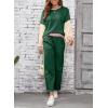 imageSHEWIN Womens 2 Piece Lounge Sets For Women Casual Long Sleeve Tops and Wide Leg Pants Matching SetDark Green