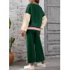 imageSHEWIN Womens 2 Piece Lounge Sets For Women Casual Long Sleeve Tops and Wide Leg Pants Matching SetDark Green