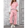 imageSHEWIN Womens 2 Piece Lounge Sets For Women Casual Long Sleeve Tops and Wide Leg Pants Matching SetLight Pink