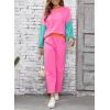 imageSHEWIN Womens 2 Piece Lounge Sets For Women Casual Long Sleeve Tops and Wide Leg Pants Matching SetRose Red