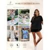 imageSHEWIN Womens 2 Piece Lounge Sets Oversized Crewneck Short Sleeve Shirts Drawstring Shorts Pajama SetsBlack