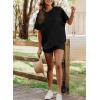 imageSHEWIN Womens 2 Piece Lounge Sets Oversized Crewneck Short Sleeve Shirts Drawstring Shorts Pajama SetsBlack