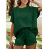 imageSHEWIN Womens 2 Piece Lounge Sets Oversized Crewneck Short Sleeve Shirts Drawstring Shorts Pajama SetsGreen