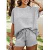 imageSHEWIN Womens 2 Piece Lounge Sets Oversized Crewneck Short Sleeve Shirts Drawstring Shorts Pajama SetsLight Grey