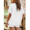 imageSHEWIN Womens 2 Piece Lounge Sets Oversized Crewneck Short Sleeve Shirts Drawstring Shorts Pajama SetsWhite