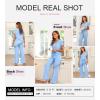 imageSHEWIN Womens Pajama Sets Long Sleeve 2 Piece Lounge Sets Ribbed Knit Sweater SleepwearSky Blue