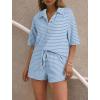imageSHEWIN Womens Pajama Sets Short Sleeve 2 Piece Lounge Sets For Women Knit Sweater SleepwearBeau Blue