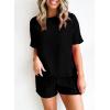 imageSHEWIN Womens Pajama Sets Waffle Knit Lounge Set 2 Piece Outfits Loungewear Sweatsuit with PocketsB Black