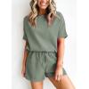 imageSHEWIN Womens Pajama Sets Waffle Knit Lounge Set 2 Piece Outfits Loungewear Sweatsuit with PocketsB Green