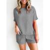 imageSHEWIN Womens Pajama Sets Waffle Knit Lounge Set 2 Piece Outfits Loungewear Sweatsuit with PocketsB Grey