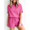 imageSHEWIN Womens Pajama Sets Waffle Knit Lounge Set 2 Piece Outfits Loungewear Sweatsuit with PocketsB Rose