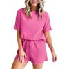 imageSHEWIN Womens Pajama Sets Waffle Knit Lounge Set 2 Piece Outfits Loungewear Sweatsuit with PocketsB Rose