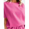 imageSHEWIN Womens Pajama Sets Waffle Knit Lounge Set 2 Piece Outfits Loungewear Sweatsuit with PocketsB Rose