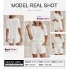 imageSHEWIN Womens Pajama Sets Waffle Knit Lounge Set 2 Piece Outfits Loungewear Sweatsuit with PocketsB White