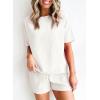 imageSHEWIN Womens Pajama Sets Waffle Knit Lounge Set 2 Piece Outfits Loungewear Sweatsuit with PocketsB White