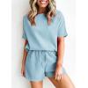 imageSHEWIN Womens Pajama Sets Waffle Knit Lounge Set 2 Piece Outfits Loungewear Sweatsuit with PocketsC Blue