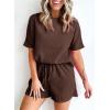 imageSHEWIN Womens Pajama Sets Waffle Knit Lounge Set 2 Piece Outfits Loungewear Sweatsuit with PocketsC Coffee