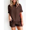 imageSHEWIN Womens Pajama Sets Waffle Knit Lounge Set 2 Piece Outfits Loungewear Sweatsuit with PocketsC Coffee