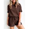 imageSHEWIN Womens Pajama Sets Waffle Knit Lounge Set 2 Piece Outfits Loungewear Sweatsuit with PocketsC Coffee