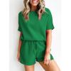 imageSHEWIN Womens Pajama Sets Waffle Knit Lounge Set 2 Piece Outfits Loungewear Sweatsuit with PocketsC Dark Green