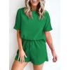 imageSHEWIN Womens Pajama Sets Waffle Knit Lounge Set 2 Piece Outfits Loungewear Sweatsuit with PocketsC Dark Green