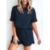 imageSHEWIN Womens Pajama Sets Waffle Knit Lounge Set 2 Piece Outfits Loungewear Sweatsuit with PocketsC Navy Blue