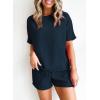 imageSHEWIN Womens Pajama Sets Waffle Knit Lounge Set 2 Piece Outfits Loungewear Sweatsuit with PocketsC Navy Blue