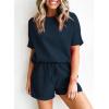 imageSHEWIN Womens Pajama Sets Waffle Knit Lounge Set 2 Piece Outfits Loungewear Sweatsuit with PocketsC Navy Blue
