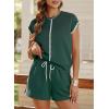 imageSHEWIN Womens Two Piece Lounge Sets Casual Short Sleeve Pullover Tops Matching Drawstring Shorts Cozy Pajamas SetBlackish Green