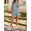 imageSHEWIN Womens Two Piece Lounge Sets Casual Short Sleeve Pullover Tops Matching Drawstring Shorts Cozy Pajamas SetLight Blue