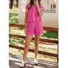 imageSHEWIN Womens Two Piece Lounge Sets Casual Short Sleeve Pullover Tops Matching Drawstring Shorts Cozy Pajamas SetRose Red