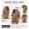 imageSHEWIN Womens Two Piece Outfits Casual Short Sleeve Knit Pullover Tops Matching Shorts Tracksuit Lounge SetsBrown