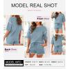 imageSHEWIN Womens Two Piece Outfits Casual Short Sleeve Knit Pullover Tops Matching Shorts Tracksuit Lounge SetsDark Blue