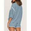imageSHEWIN Womens Two Piece Outfits Casual Short Sleeve Knit Pullover Tops Matching Shorts Tracksuit Lounge SetsDark Blue