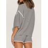 imageSHEWIN Womens Two Piece Outfits Casual Short Sleeve Knit Pullover Tops Matching Shorts Tracksuit Lounge SetsGrey