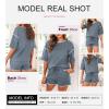 imageSHEWIN Womens Two Piece Outfits Casual Short Sleeve Knit Pullover Tops Matching Shorts Tracksuit Lounge SetsLight Blue